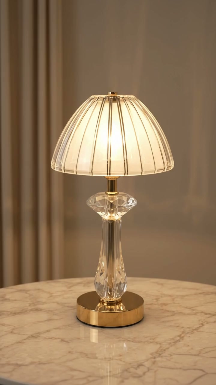 Luxury Crystal Table Lamp – Gold Decorative Bedside Lamp