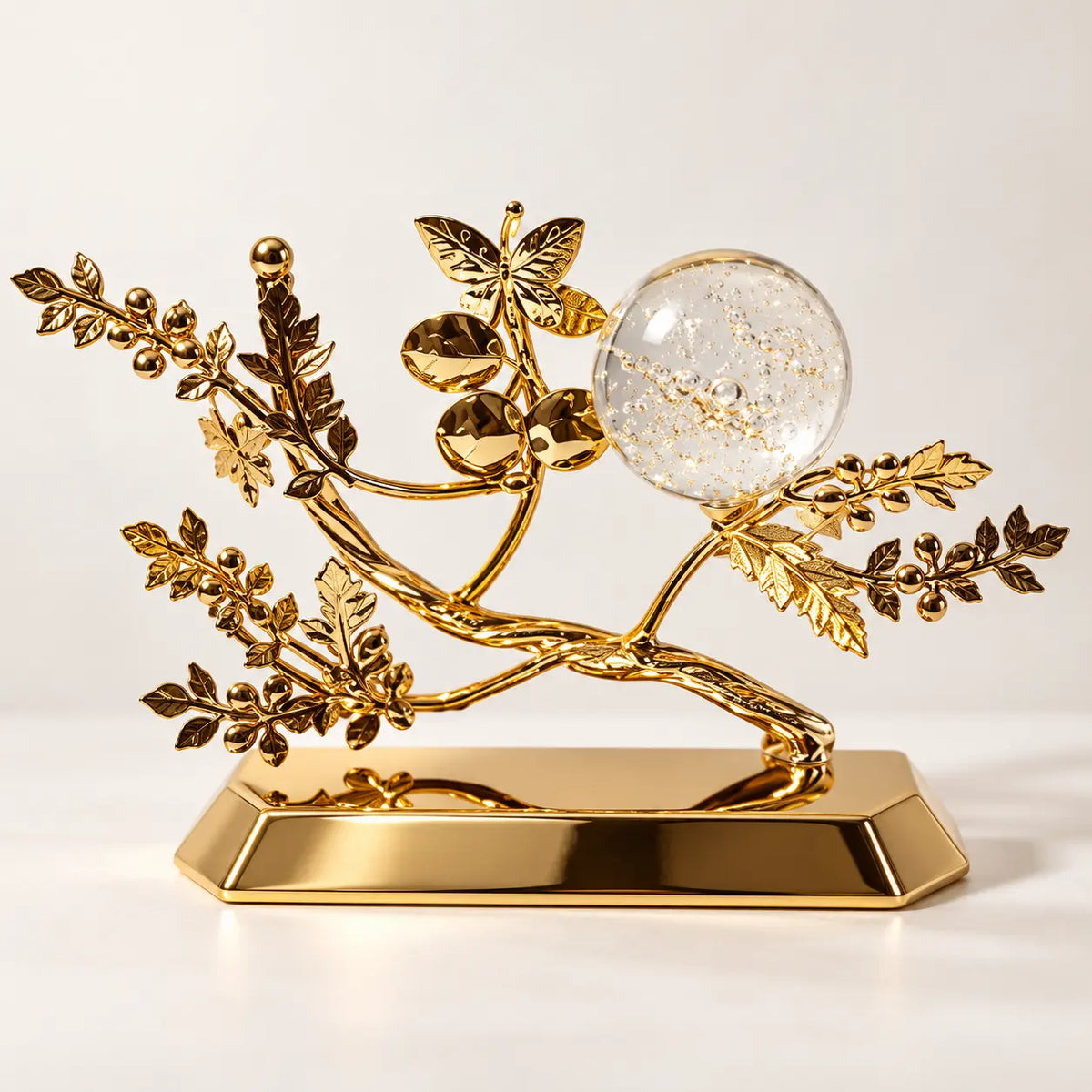 Luxury Gold Crystal Decorative Sculpture – Elegant Tabletop Home Decor Accent