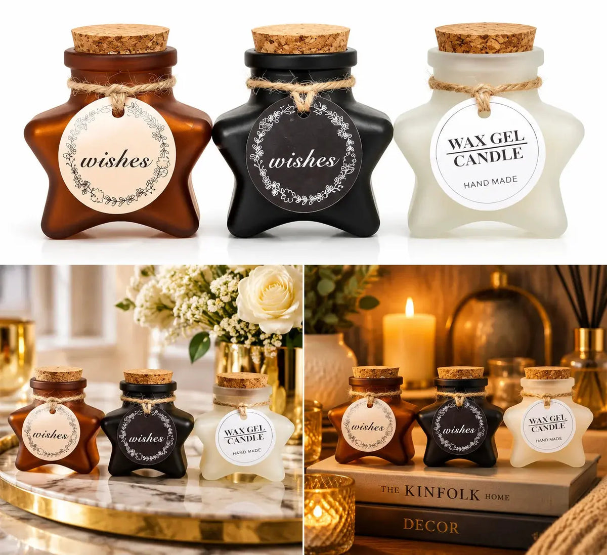 Star Shaped Wax Gel Candle Set – Handmade Scented Decorative Candles for Home Décor & Gifts
