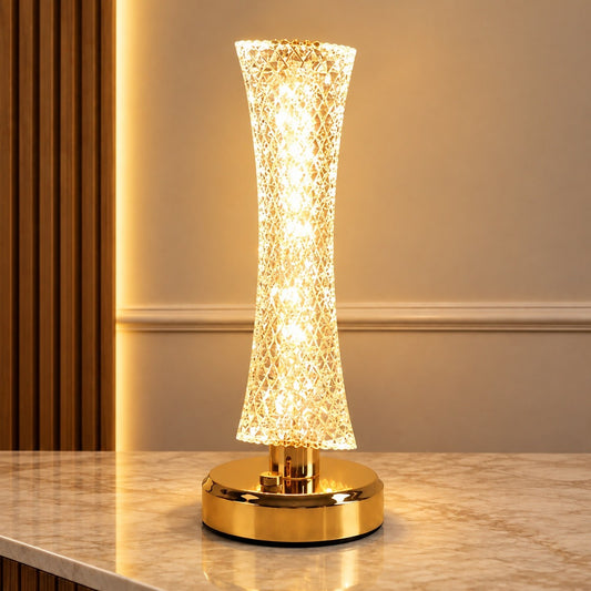Luxury Crystal Table Lamp – Gold LED Decorative Bedside Lamp
