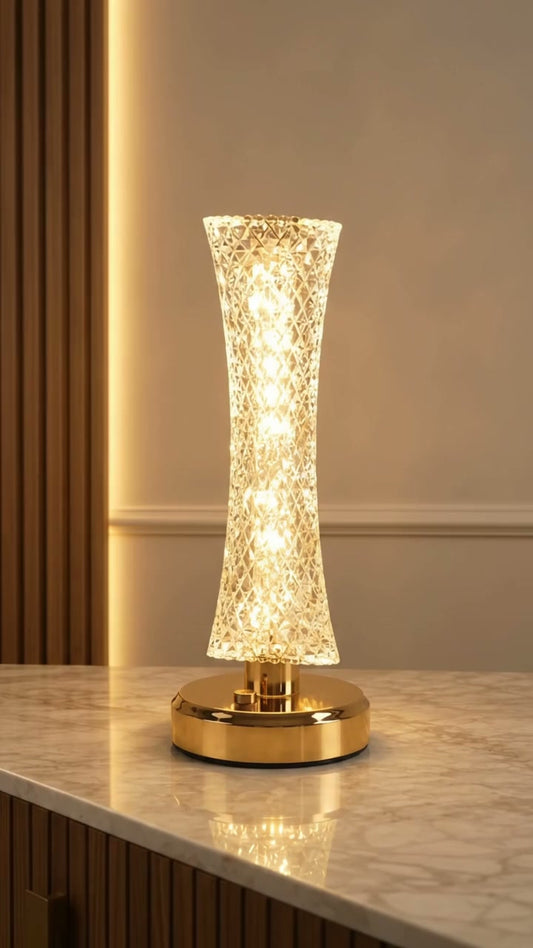 Luxury Crystal Table Lamp – Gold LED Decorative Bedside Lamp