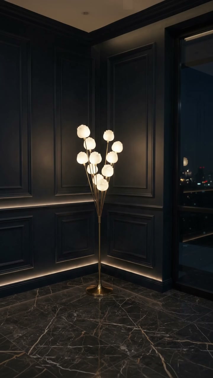 Elegant Rose Floor Lamp – Luxury Gold Floral Standing Lamp