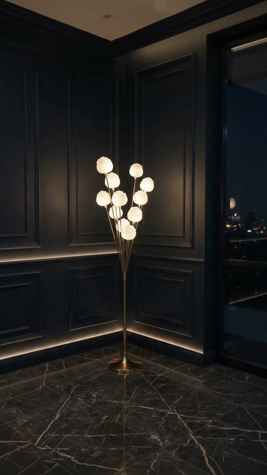 Elegant Rose Floor Lamp – Luxury Gold Floral Standing Lamp