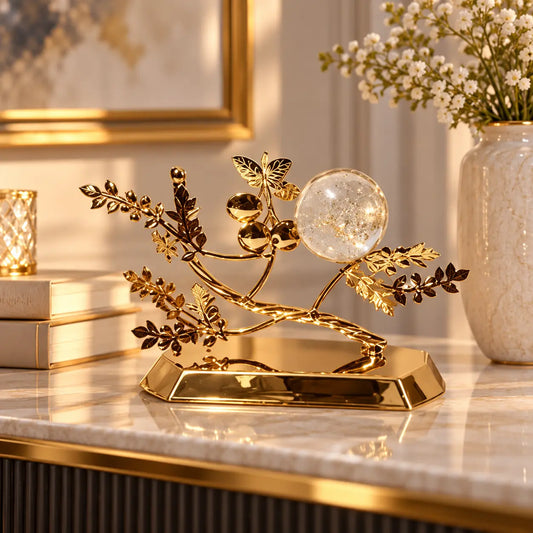 Luxury Gold Crystal Decorative Sculpture – Elegant Tabletop Home Decor Accent