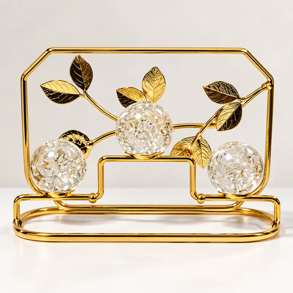 Luxury Gold Crystal Decorative Sculpture – Elegant Tabletop Home Decor Accent
