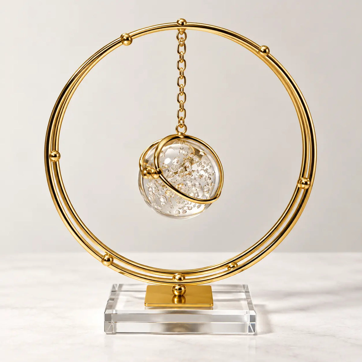 Luxury Gold Crystal Decorative Sculpture – Elegant Tabletop Home Decor Accent