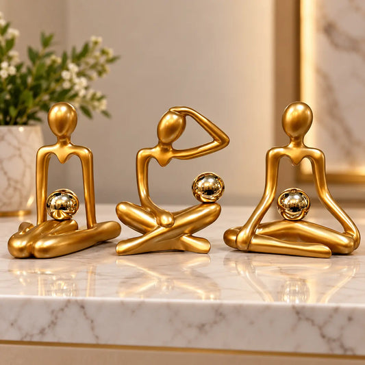 Luxury Golden Meditation Sculpture Set