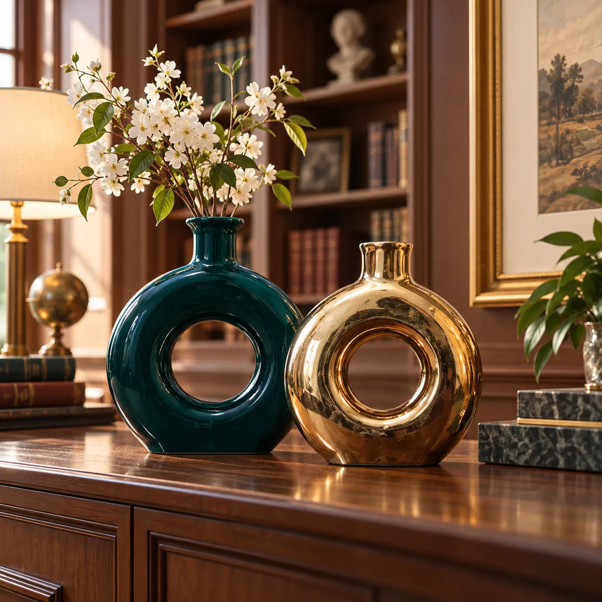 Modern Ceramic Ring Vase – Luxury Home Decor Accent