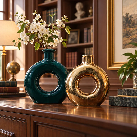 Modern Ceramic Ring Vase – Luxury Home Decor Accent