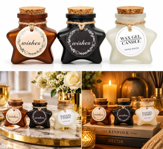 Star Shaped Wax Gel Candle Set – Handmade Scented Decorative Candles for Home Décor & Gifts